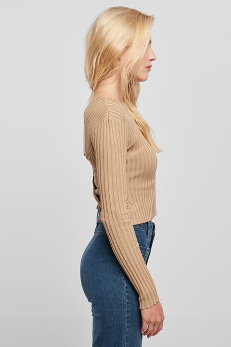 LADIES SHORT RIB KNIT TWISTED BACK SWEATER UNIONBEIGE 7