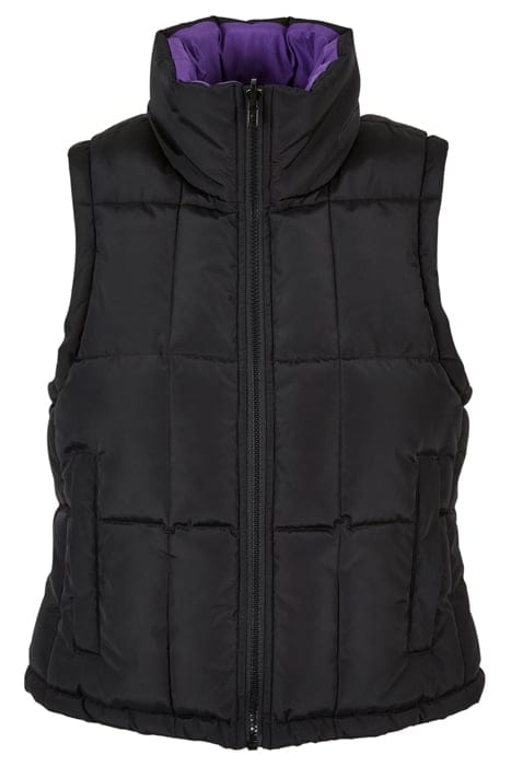 LADIES REVERSIBLE CROPPED PUFFER VEST BLACK/REALVIOLET 4