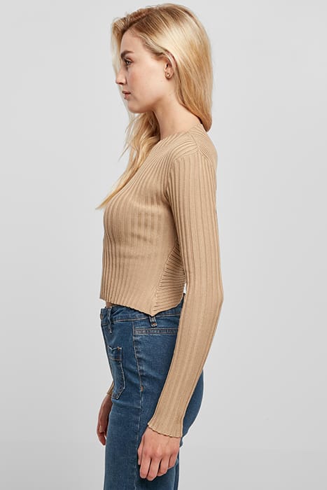 LADIES SHORT RIB KNIT TWISTED BACK SWEATER UNIONBEIGE 6
