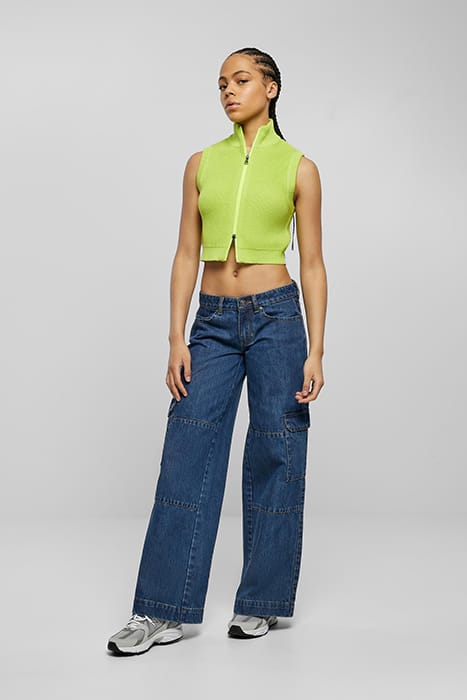 LADIES SHORT KNIT VEST FROZENYELLOW 3