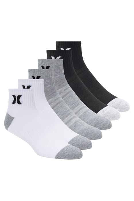6PK MENS 1/2 TERRY QTR CREW WHITE/MULTI 1