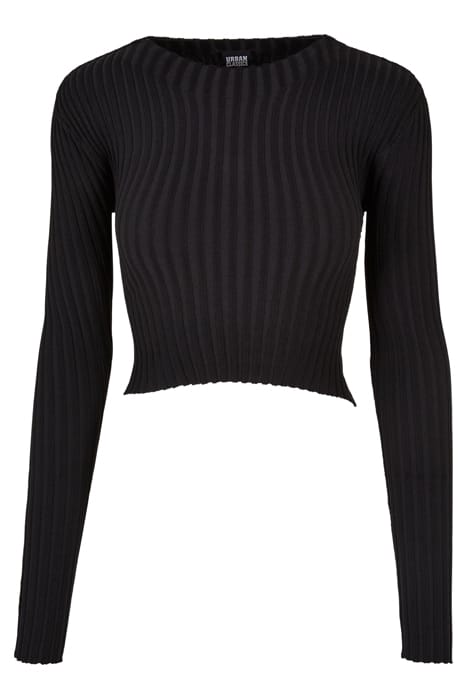 LADIES SHORT RIB KNIT TWISTED BACK SWEATER BLACK 4