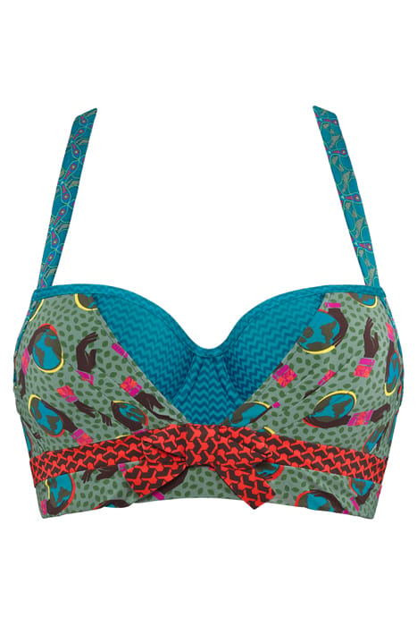 GAIA BLUE AND GREEN PLUNGE BALCONY BRA 3
