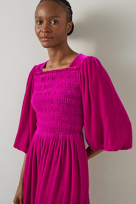 CALLISTA VELVET MIDI DRESS BRIGHT PINK 5