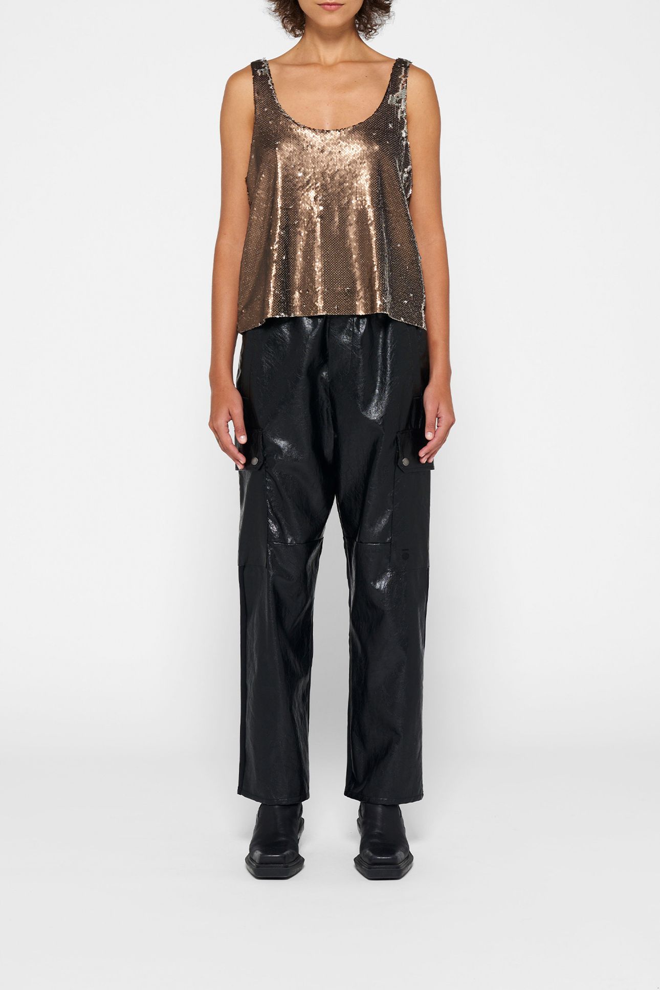 TOP SEQUINS WARM TAUPE 2