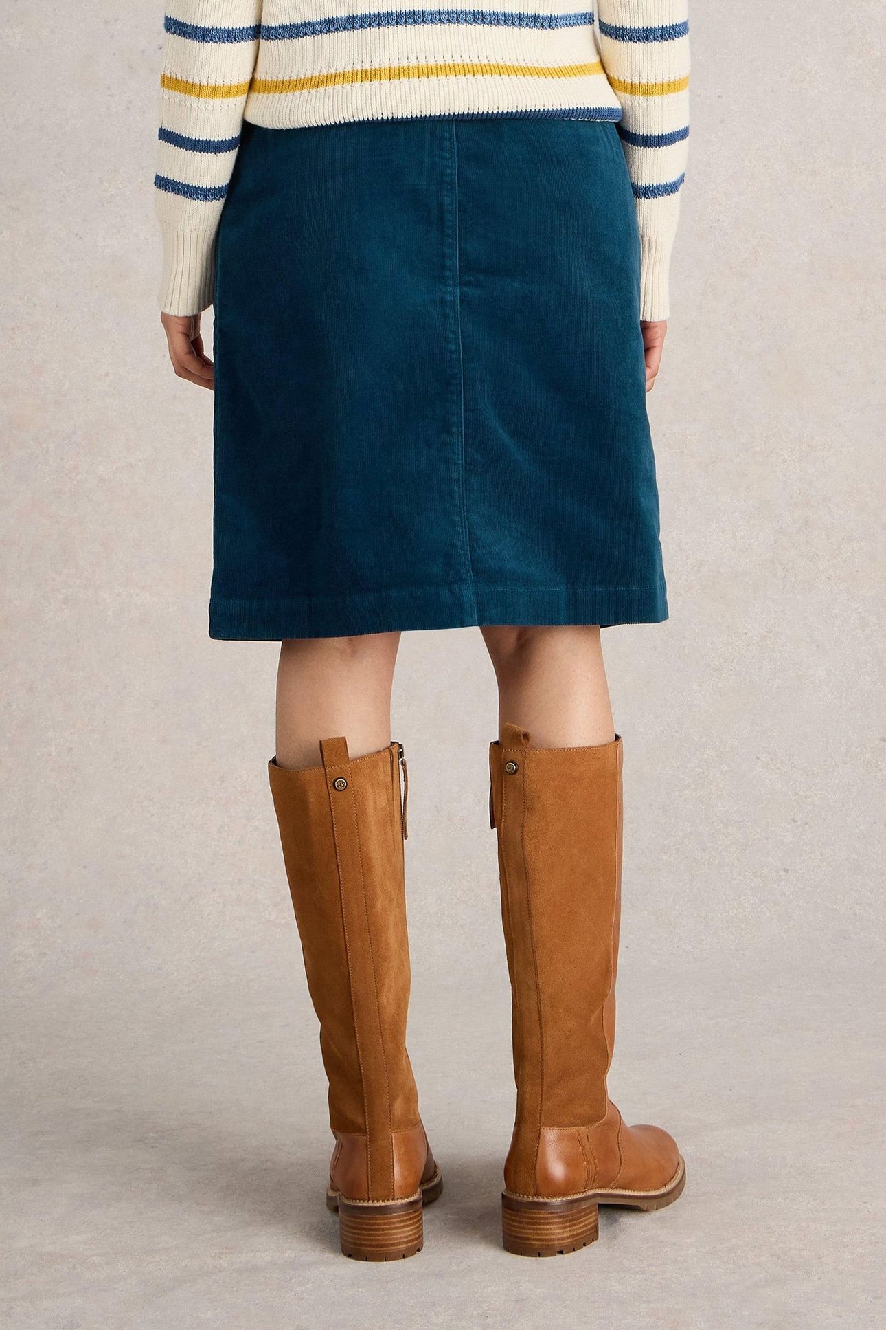 MELODY ORGANIC CORD SKIRT MID TEAL 2