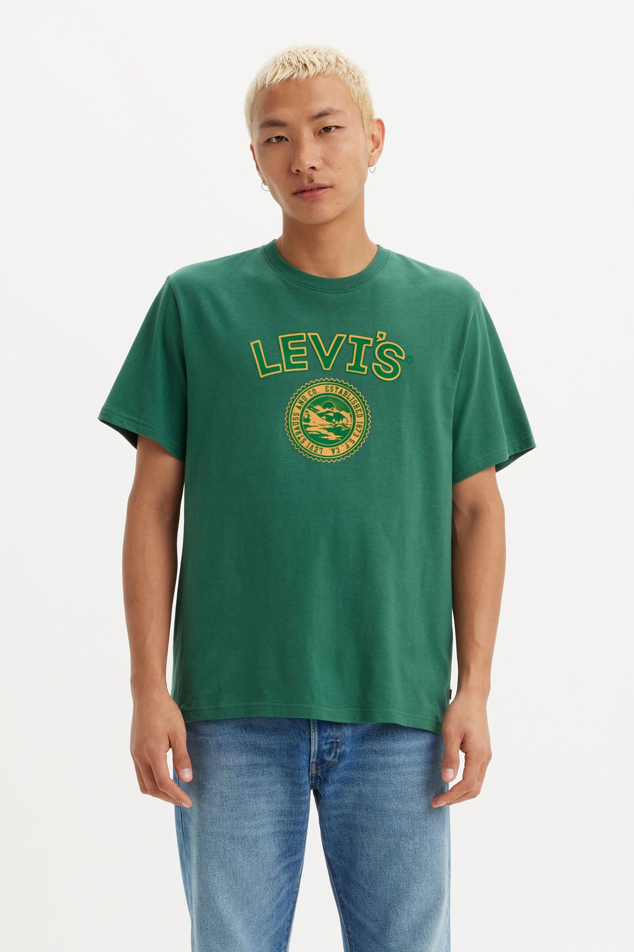 SS RELAXED FIT TEE VARSITY LOGO PATCH BI 1