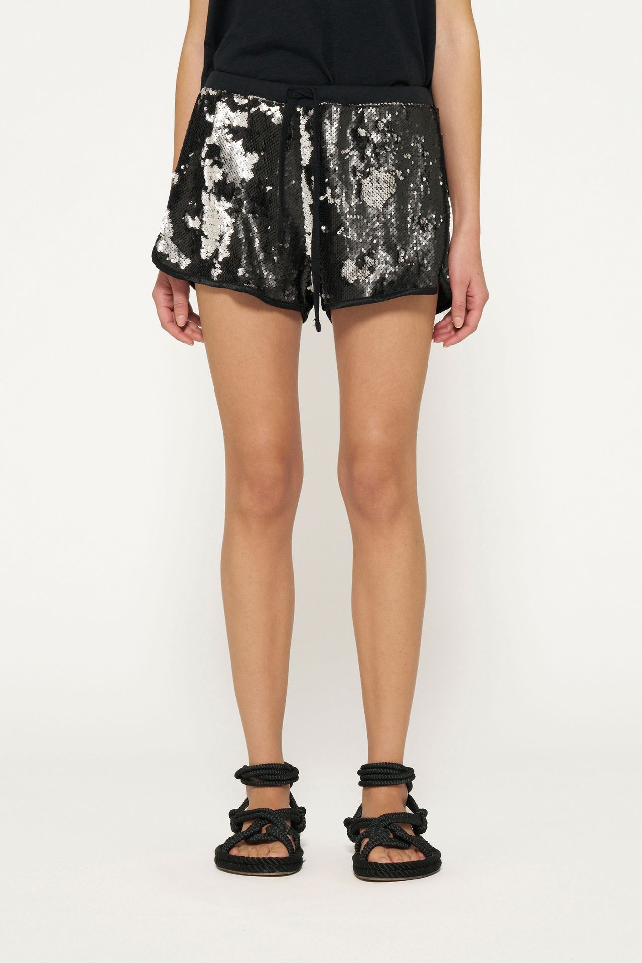 SEQUIN SHORTS BLACK 1