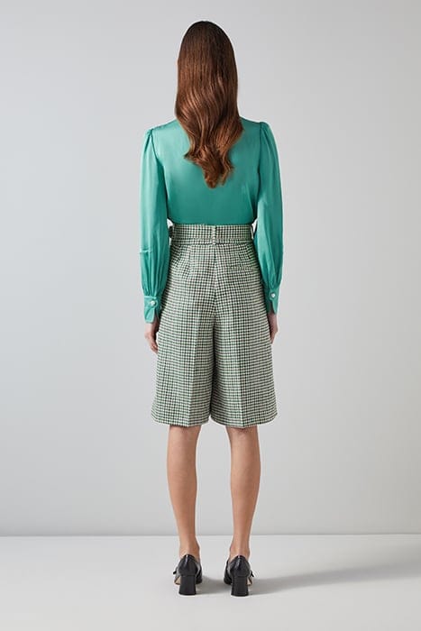 DAPHNE TAILORED SHORTS GREEN/CREAM 2