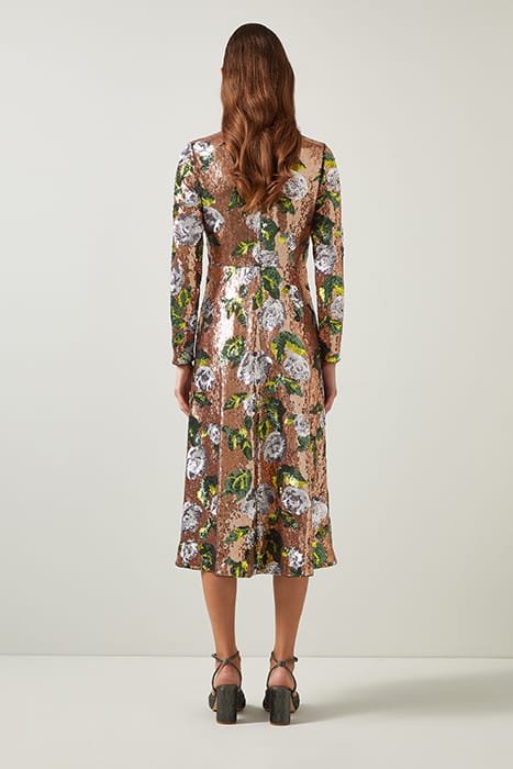 MARCEL SEQUIN MIDI DRESS ROSE GOLD/BLACK 3