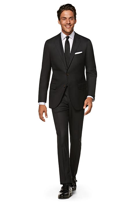 BLACK SLIM LEG STRAIGHT TROUSERS 3