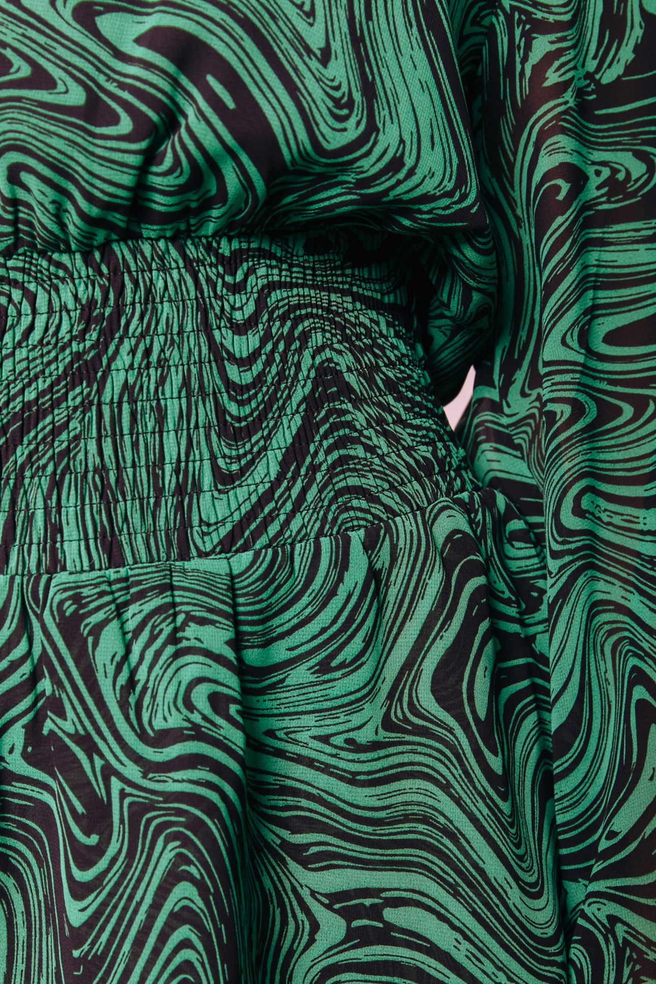 SACHA LIQUID PAINT MINI RUFFLE DRESS GREEN 8