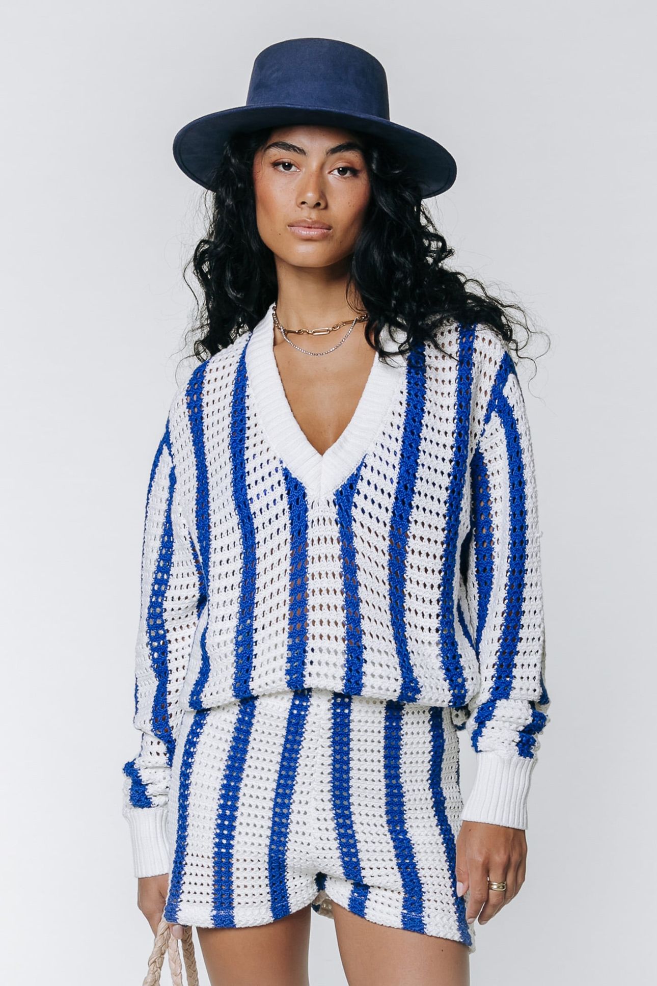 NOLITA CROCHET STRIPE SHORT DEEP BLUE 1
