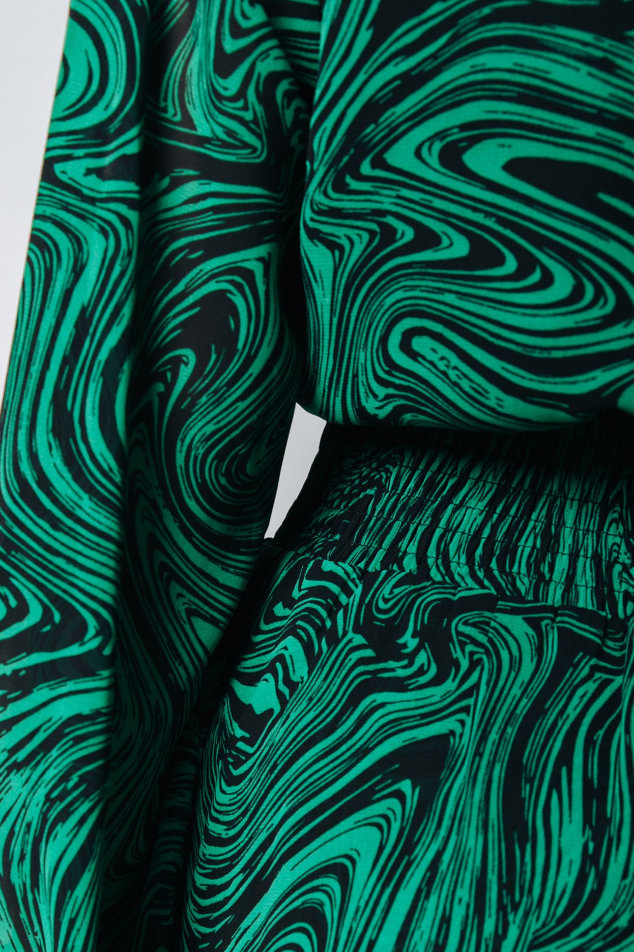 SACHA LIQUID PAINT MINI RUFFLE DRESS GREEN 7