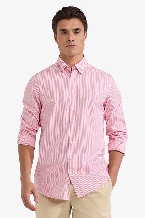 STRIPED POPLIN SHIRT CORAL RED 1