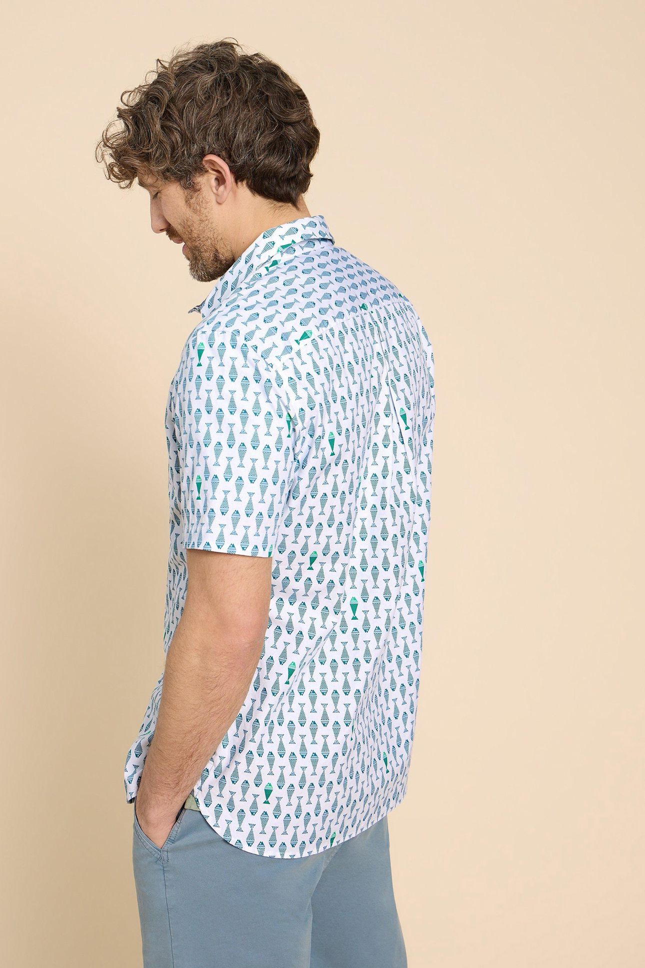GEO FISH PRINTED SS SHIRT WHITE PRINT 2