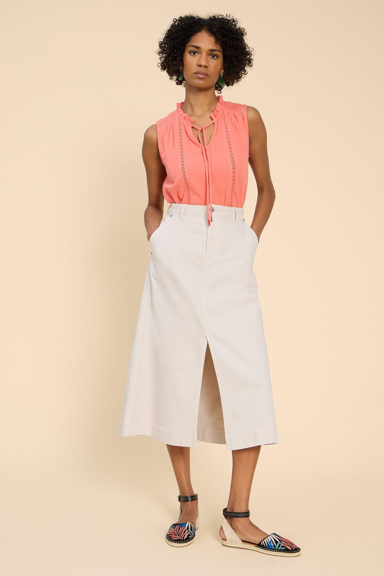 ALLIE DENIM MIDI SKIRT LIGHT NATURAL 3