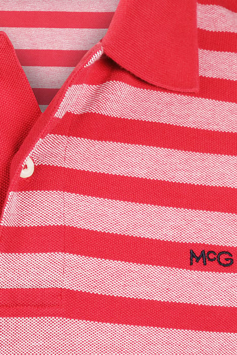 OXFORD PIQUEE STRIPE POLO RED 3