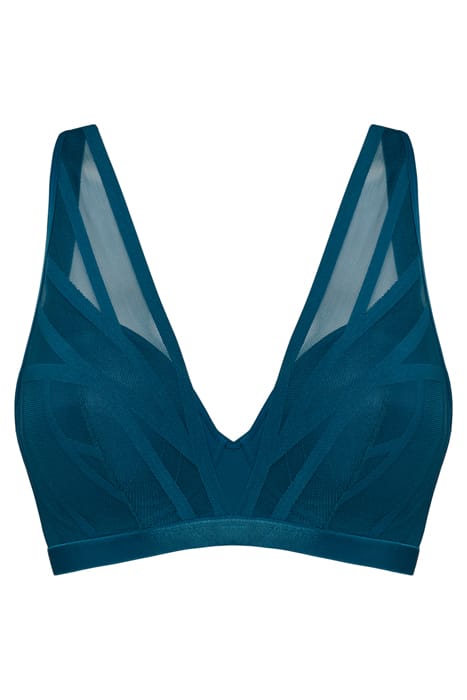 THE ILLUSIONIST TRANSPARENT PETROL PLUNGE BRA 2