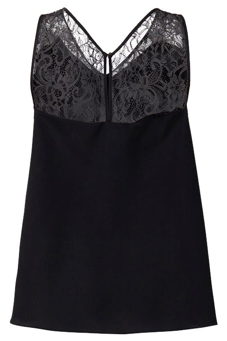 CREPE LIGHT LACE TRIM VEST BLACK 2