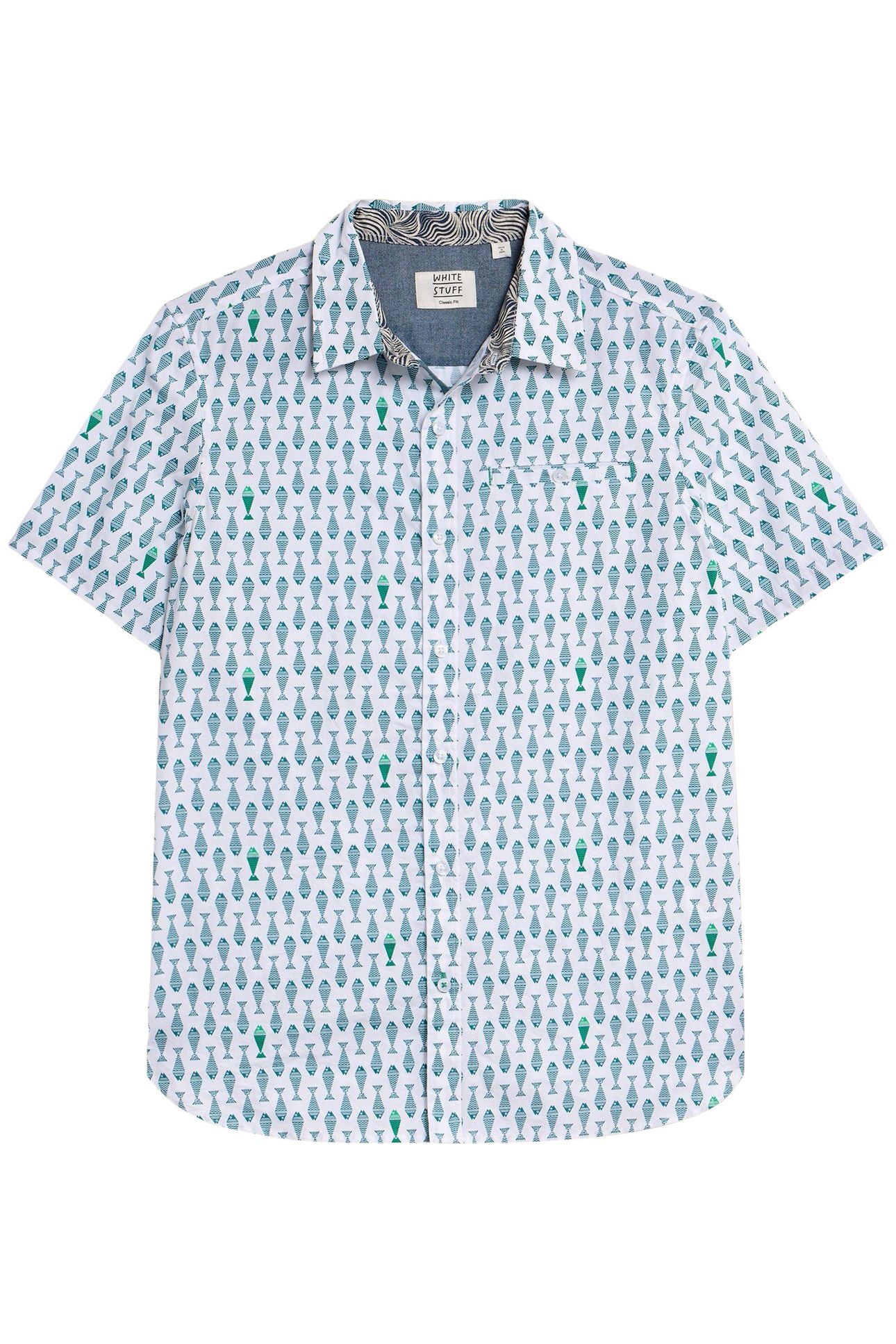 GEO FISH PRINTED SS SHIRT WHITE PRINT 3