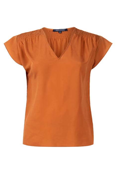 CREPE LIGHT V NK SHOULDER TOP BROWN 1
