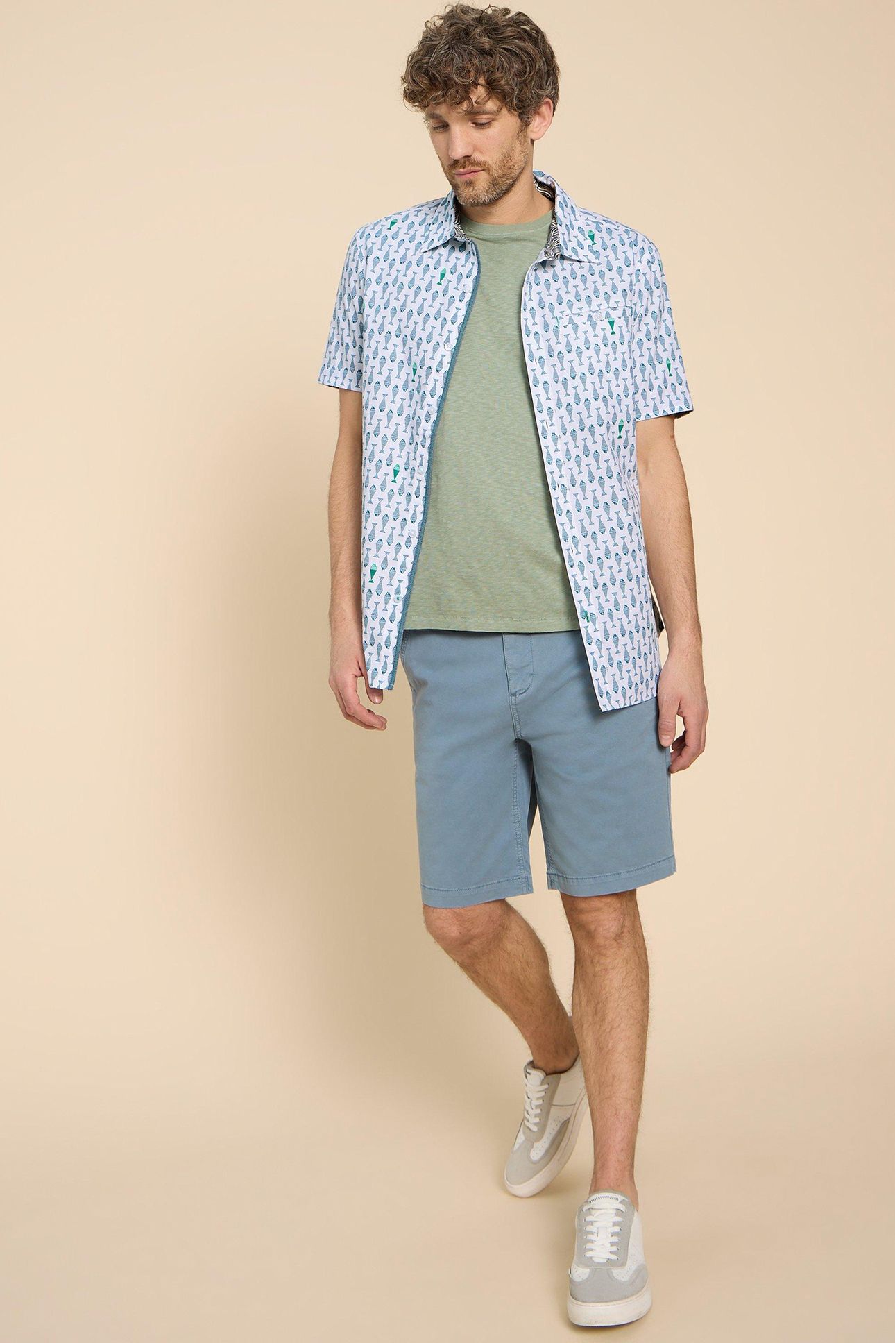 GEO FISH PRINTED SS SHIRT WHITE PRINT 1