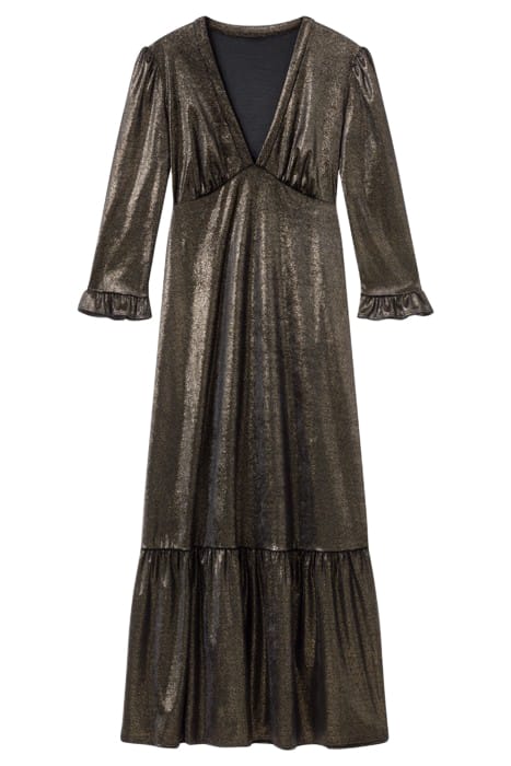 DEBORAH PEPLUM MIDI DRESS GOLD 3