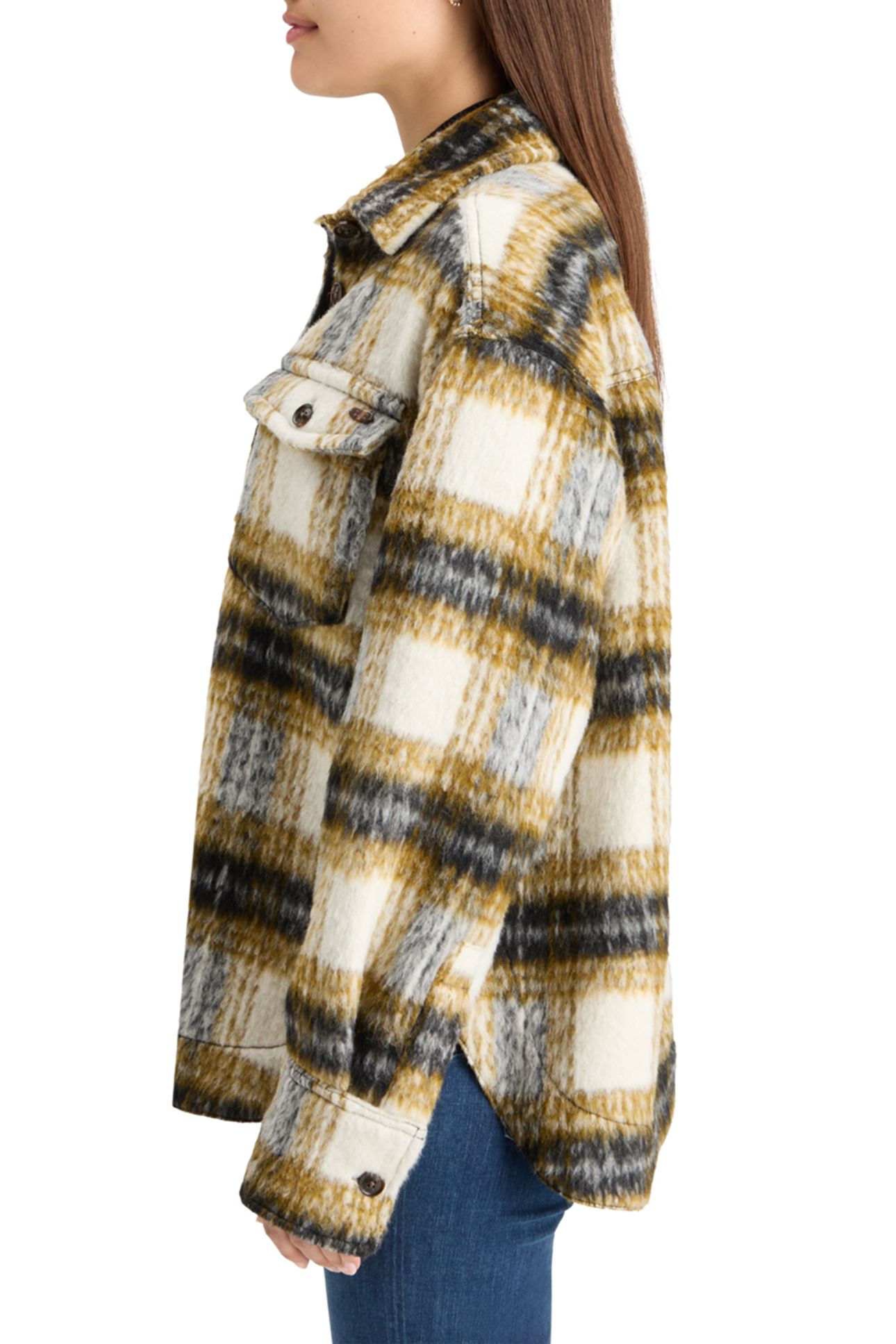 BRUSHED CHECK WOOL MIX SHIRT JACKET OLIVE CHECK 6