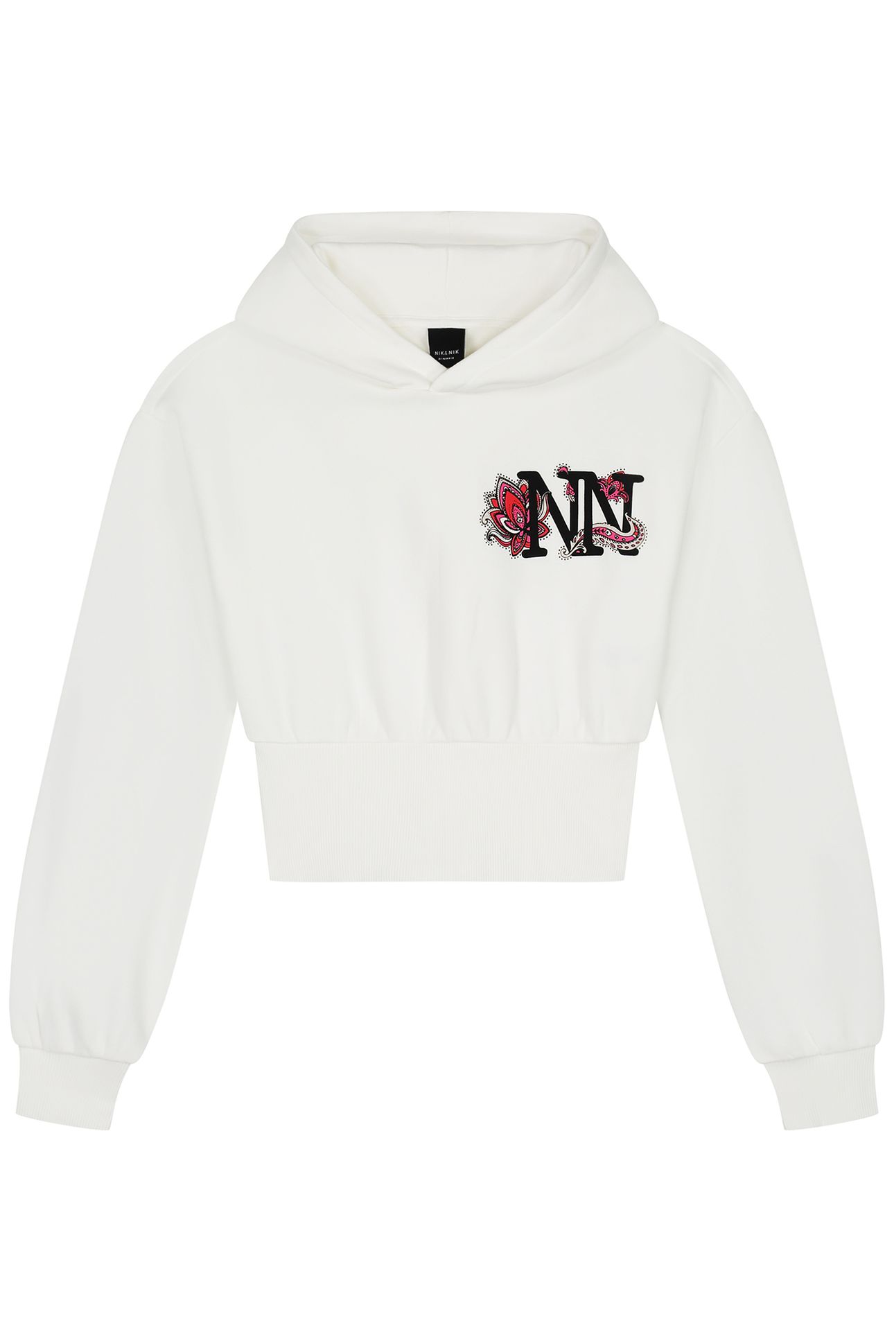 RIB HOODIE OFF WHITE/FUCHSIA POP 2