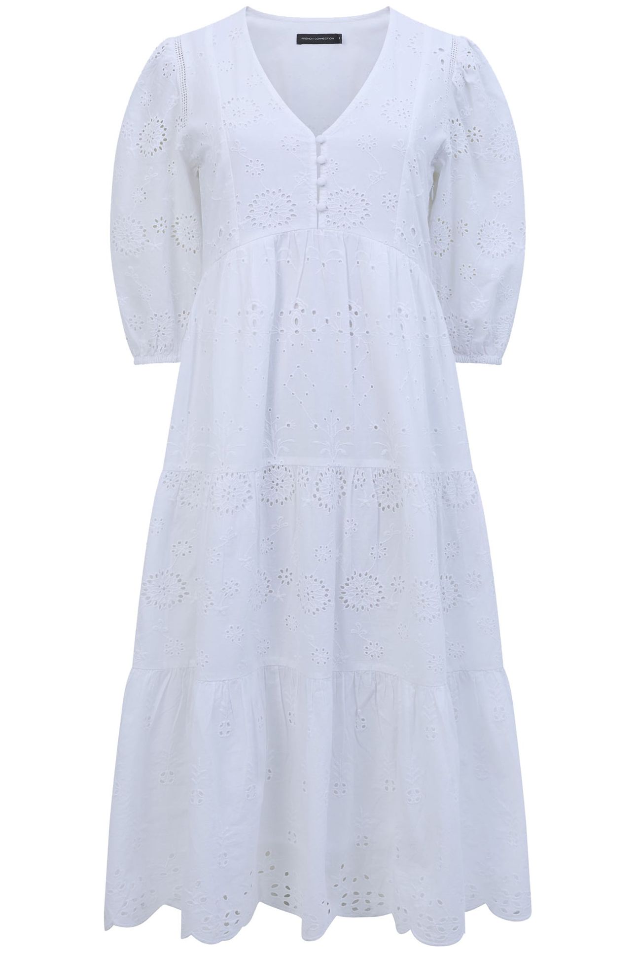 BRODERIE ANGLAISE TIERED DRESS WHITE 1