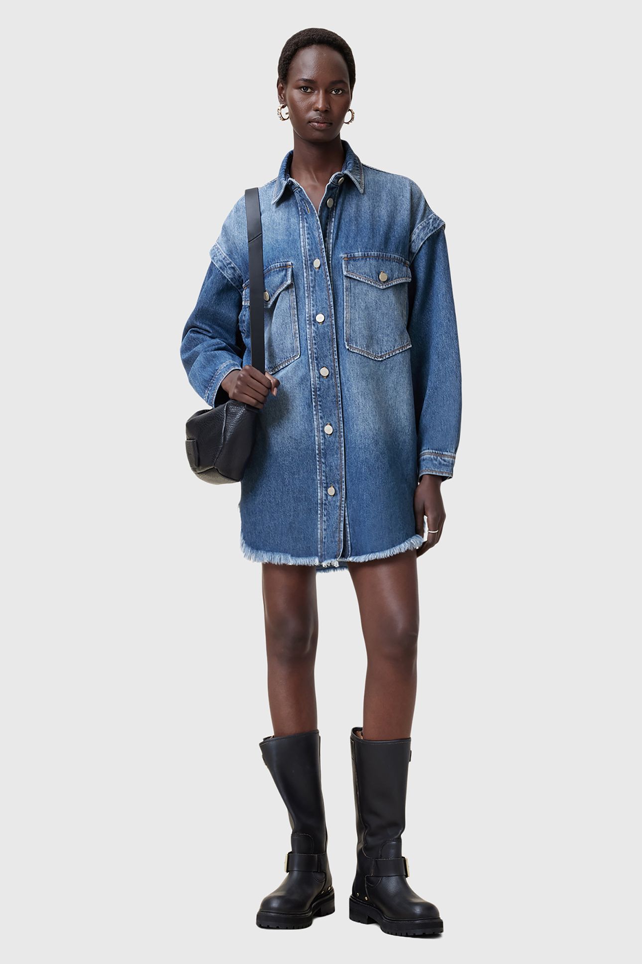 FAYE SNAP DRESS MID INDIGO 5