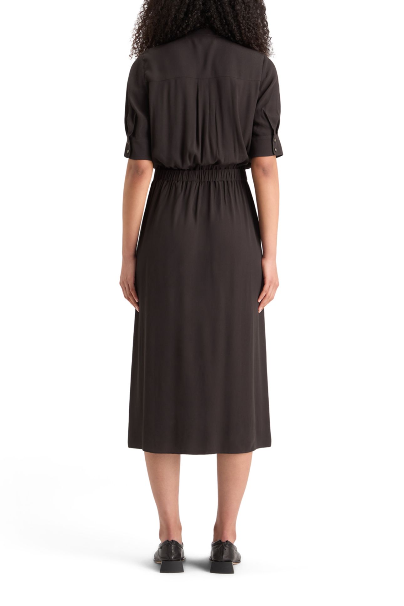 CREPE MIDI DRESS WITH CHEST POCKETS EVENING BLACK 2