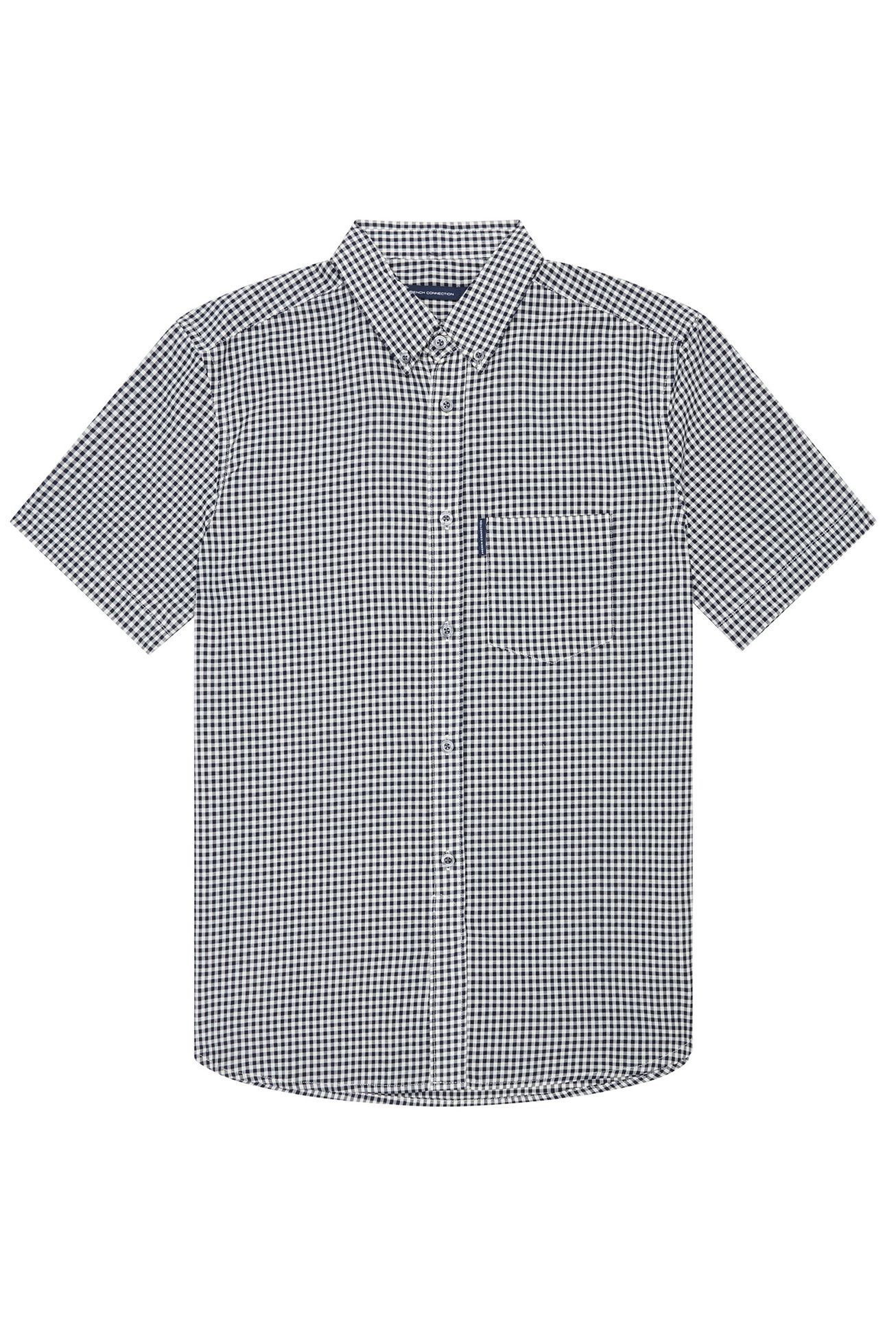 GINGHAM POCKET S/S MARINE/ECRU 1