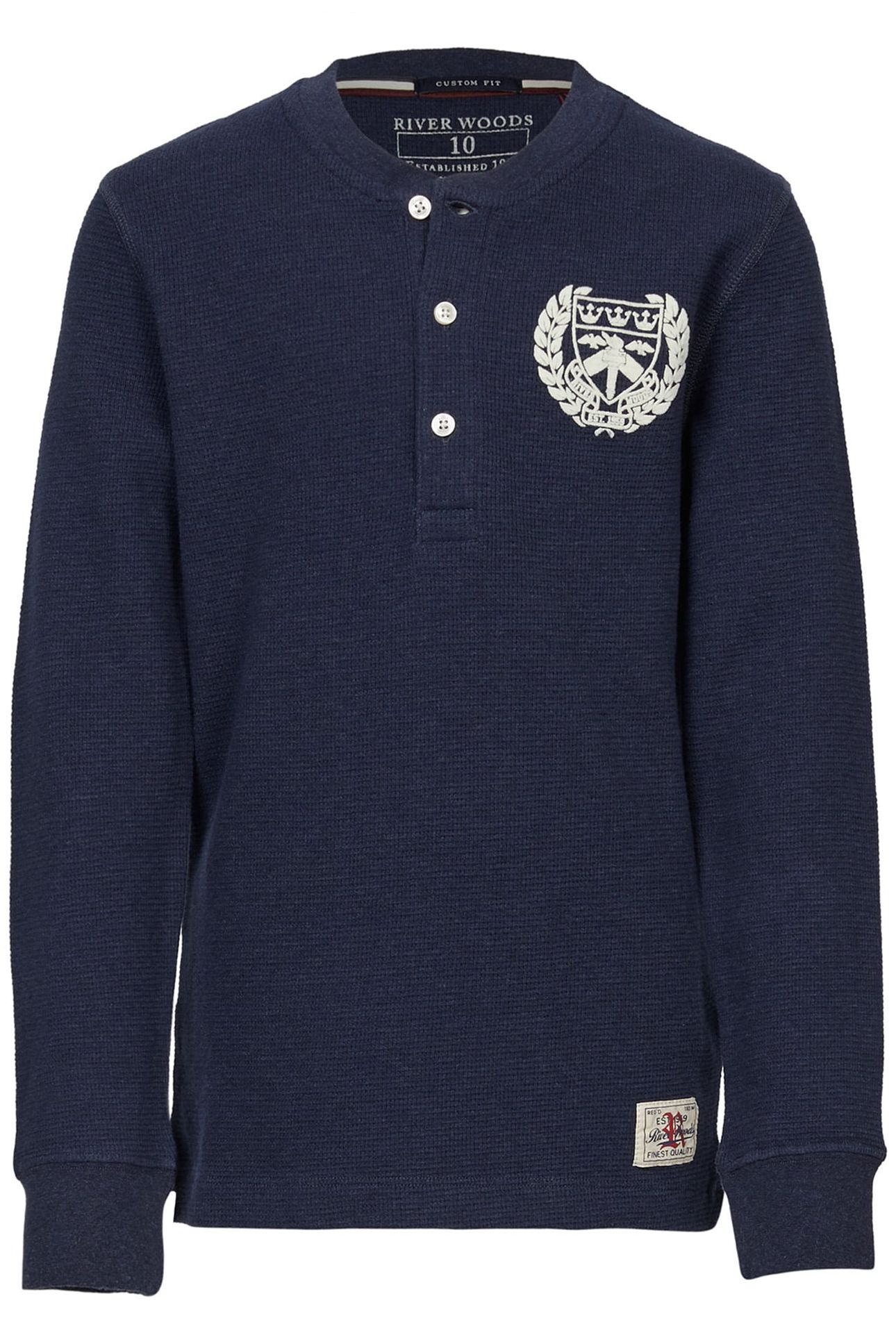 DENIM BLUE HENLEY T-SHIRT IN BLUE 1