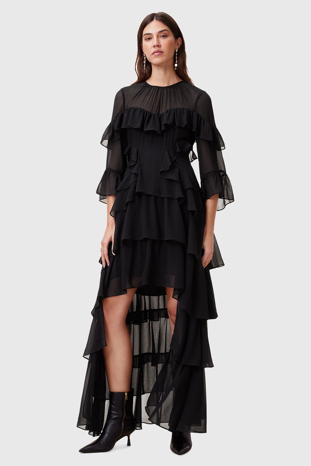 NAT RUFFLE DRESS BLACK 1