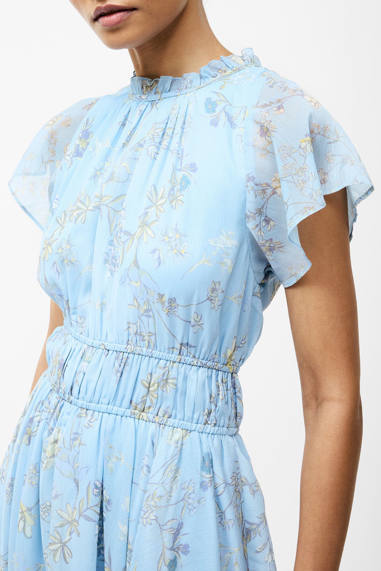 DIANA GATHERED FLOWING DRESS CASHMERE BLUE 4