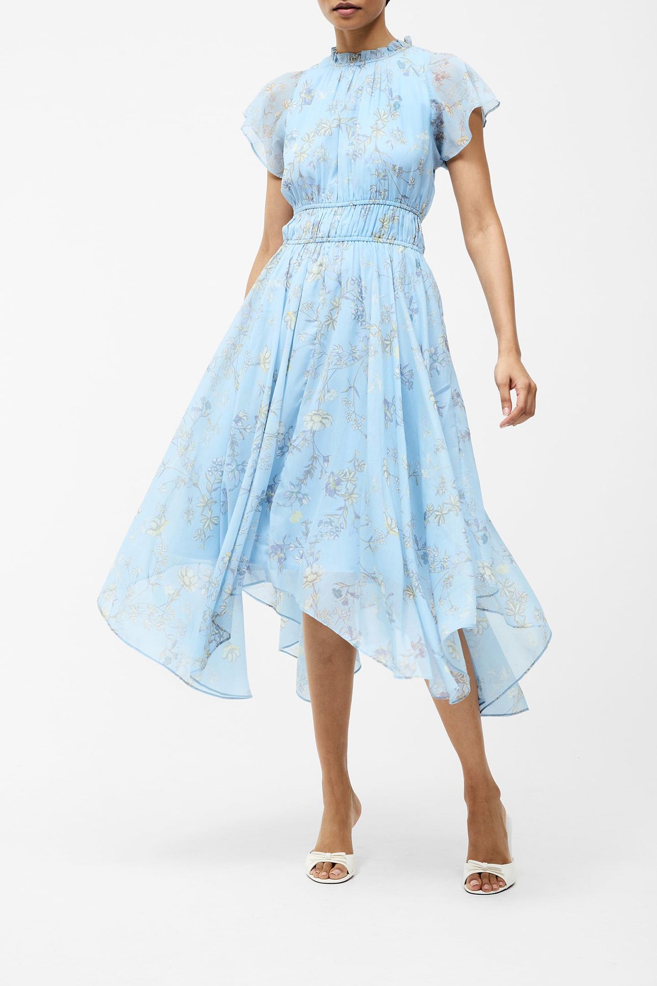 DIANA GATHERED FLOWING DRESS CASHMERE BLUE 1