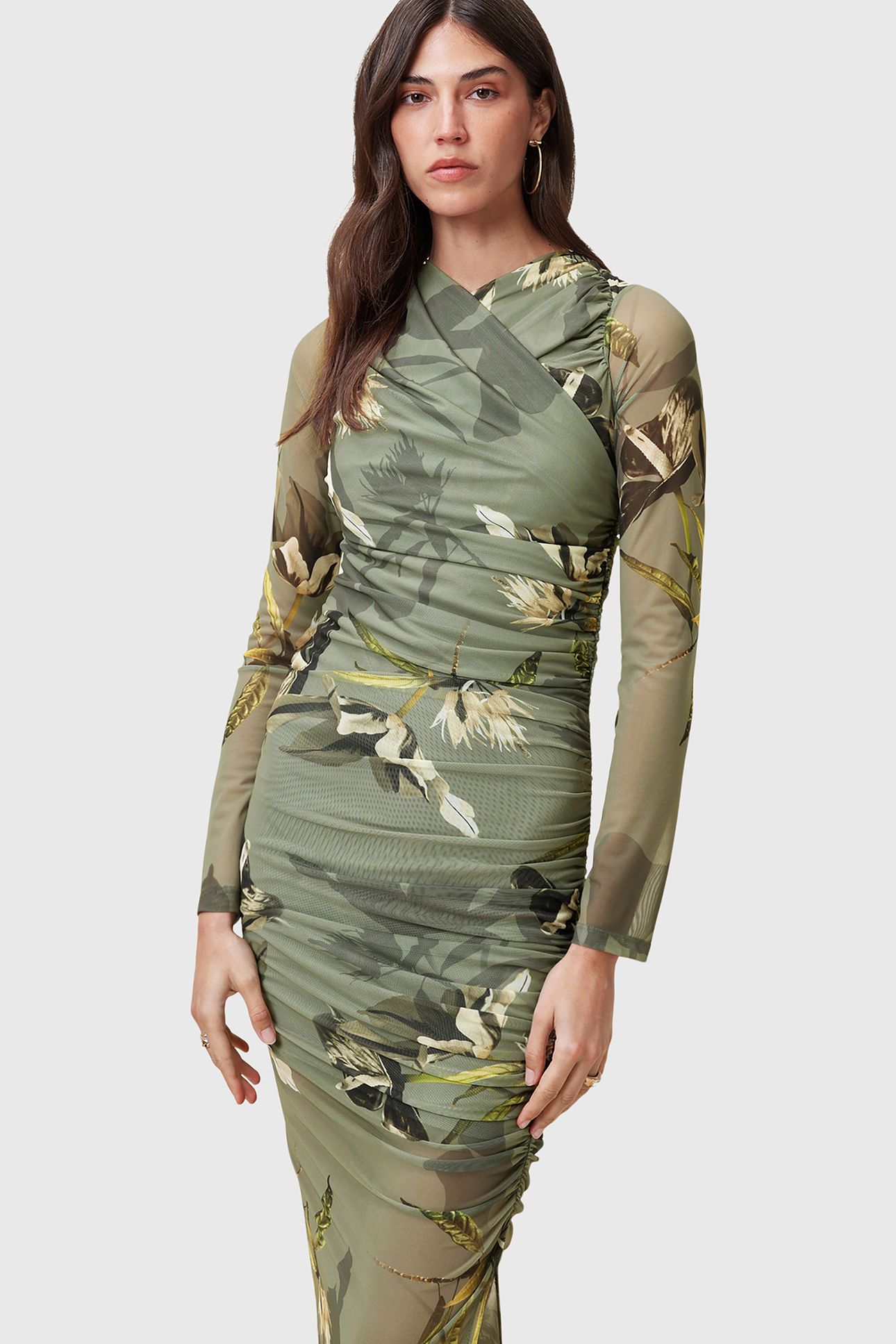 HANAKO MESH DRESS EMERGE OLIVE GREEN 5
