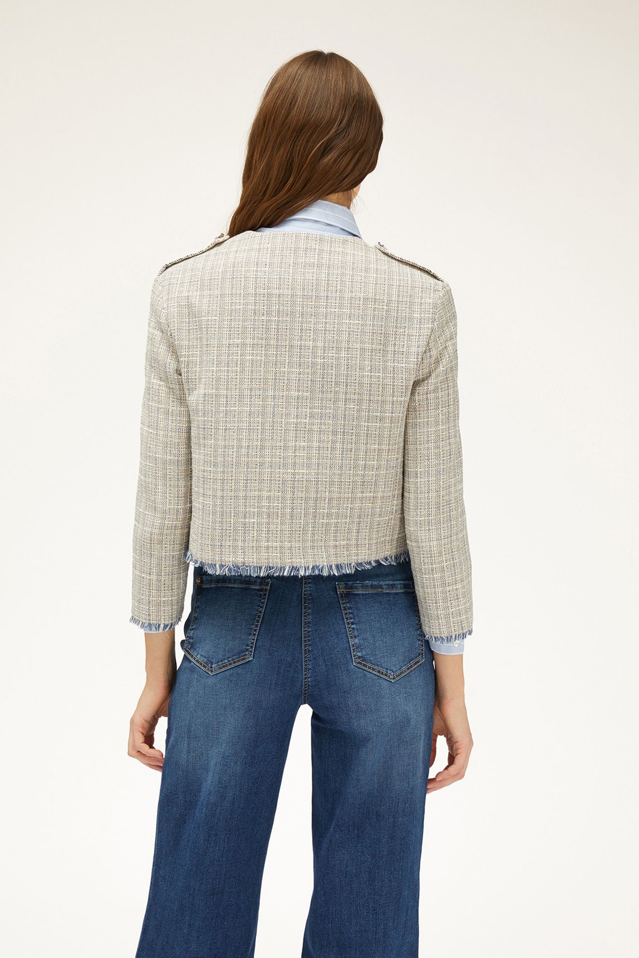 SHORT LUREX TWEED JACKET BLUE 2