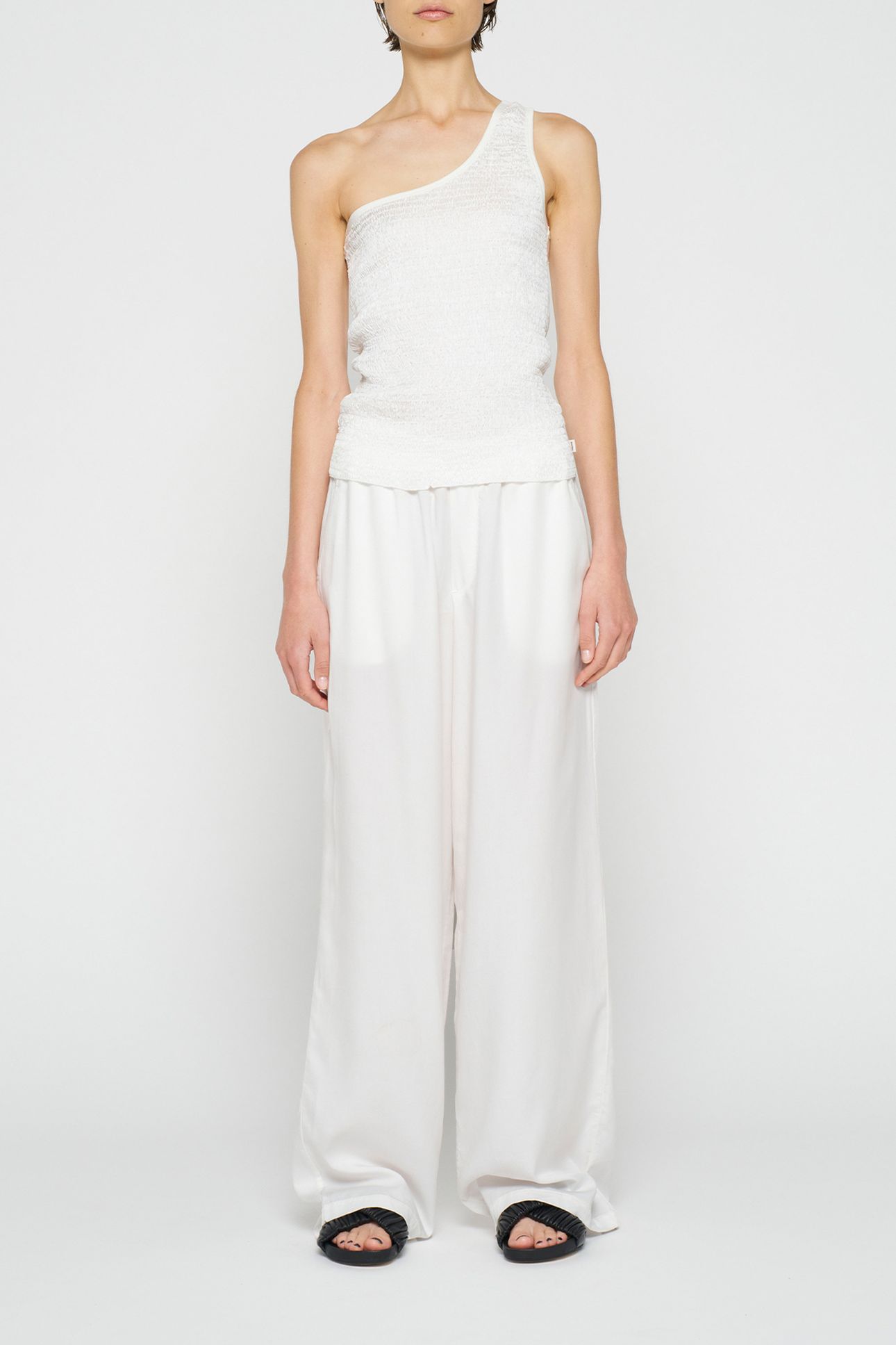 ONE SHOULDER SMOCK TOP ECRU 2