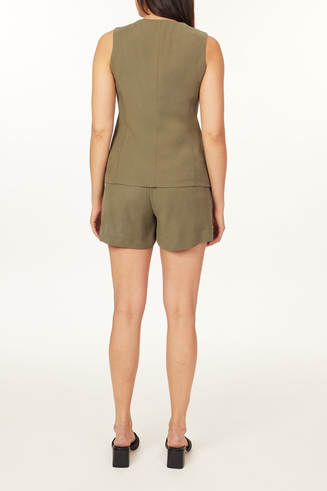 SLEEVELESS WOVEN TOP DUSKY OLIVE 4