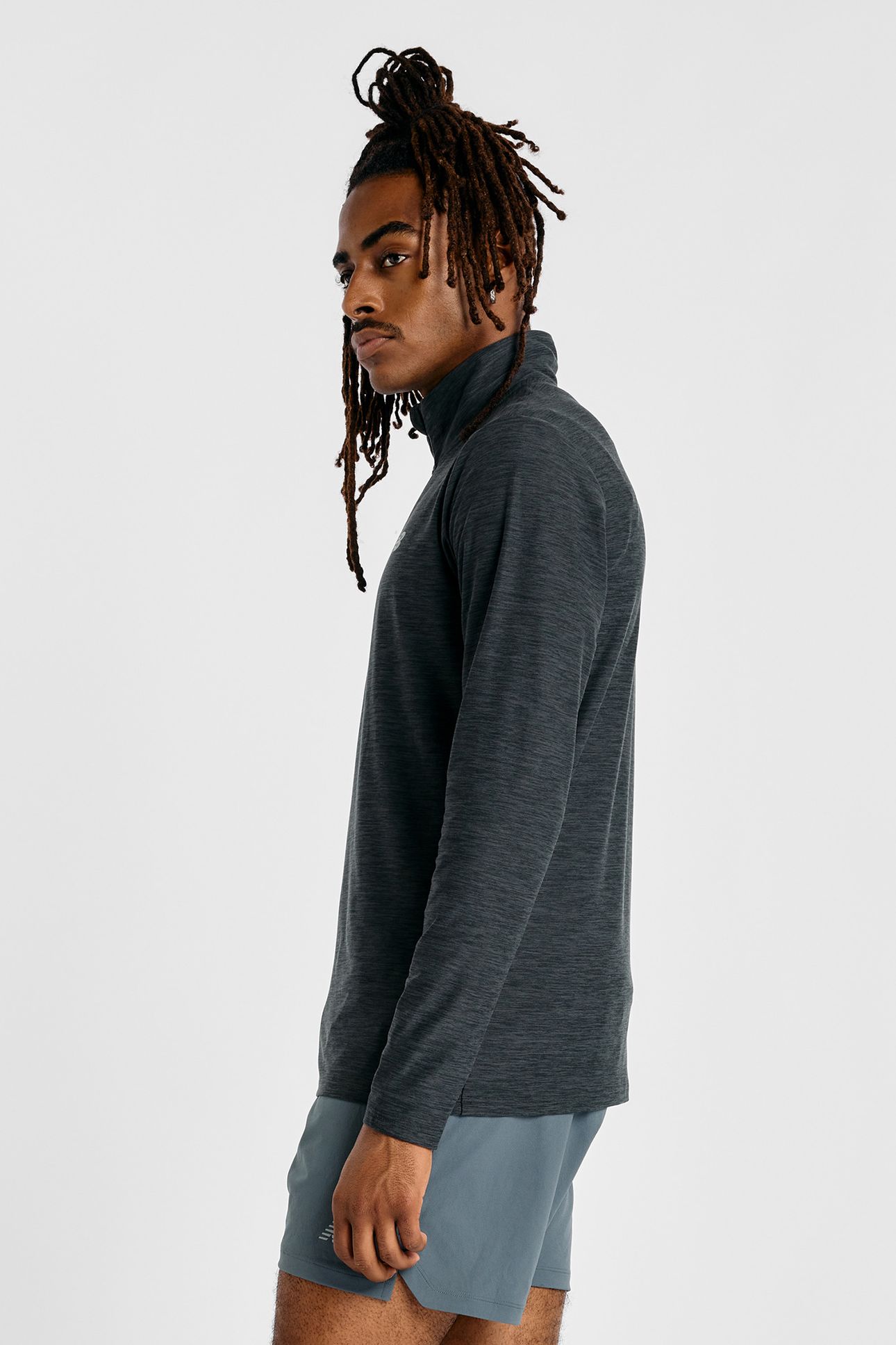 SPORTS 1/4 ZIP LONG SLEEVE TOP IN BLACK SPACE DYE 5