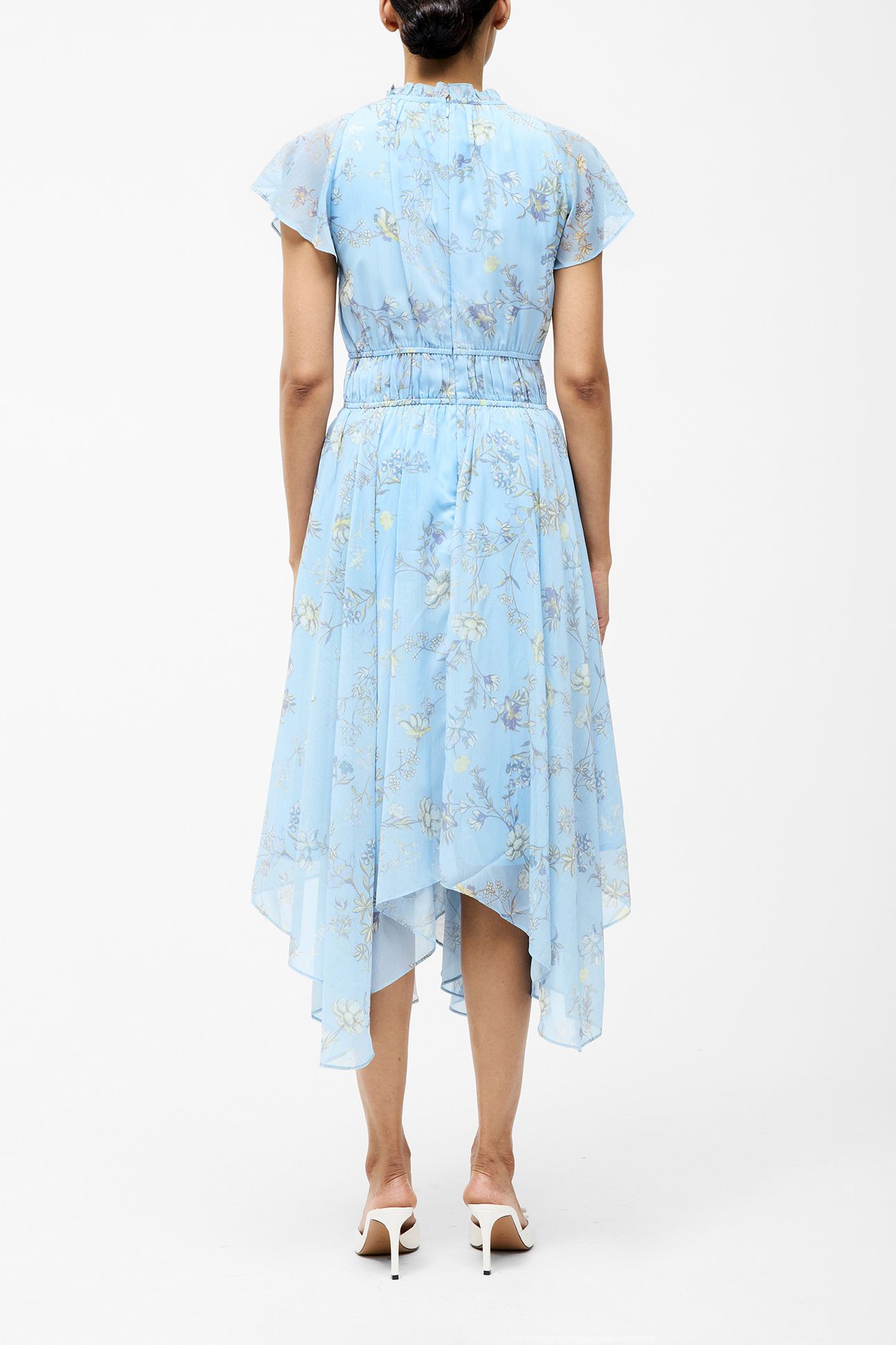 DIANA GATHERED FLOWING DRESS CASHMERE BLUE 2