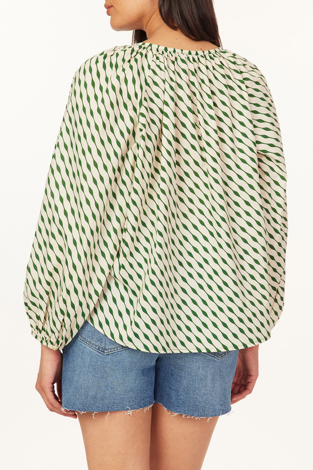 LONG SLEEVE WOVEN TOP VINTAGE STRIPE 2