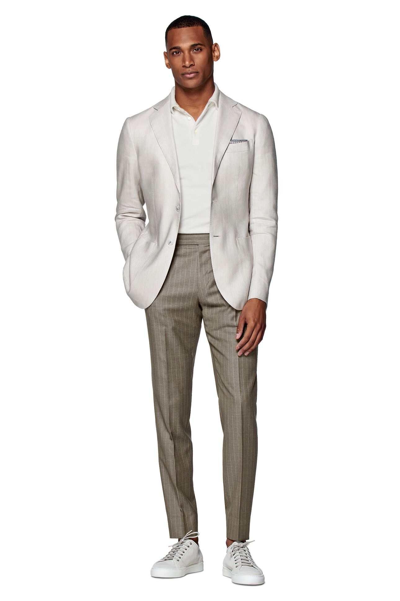 HERRINGBONE TAILORED FIT HAVANA BLAZER LIGHT GREY 2