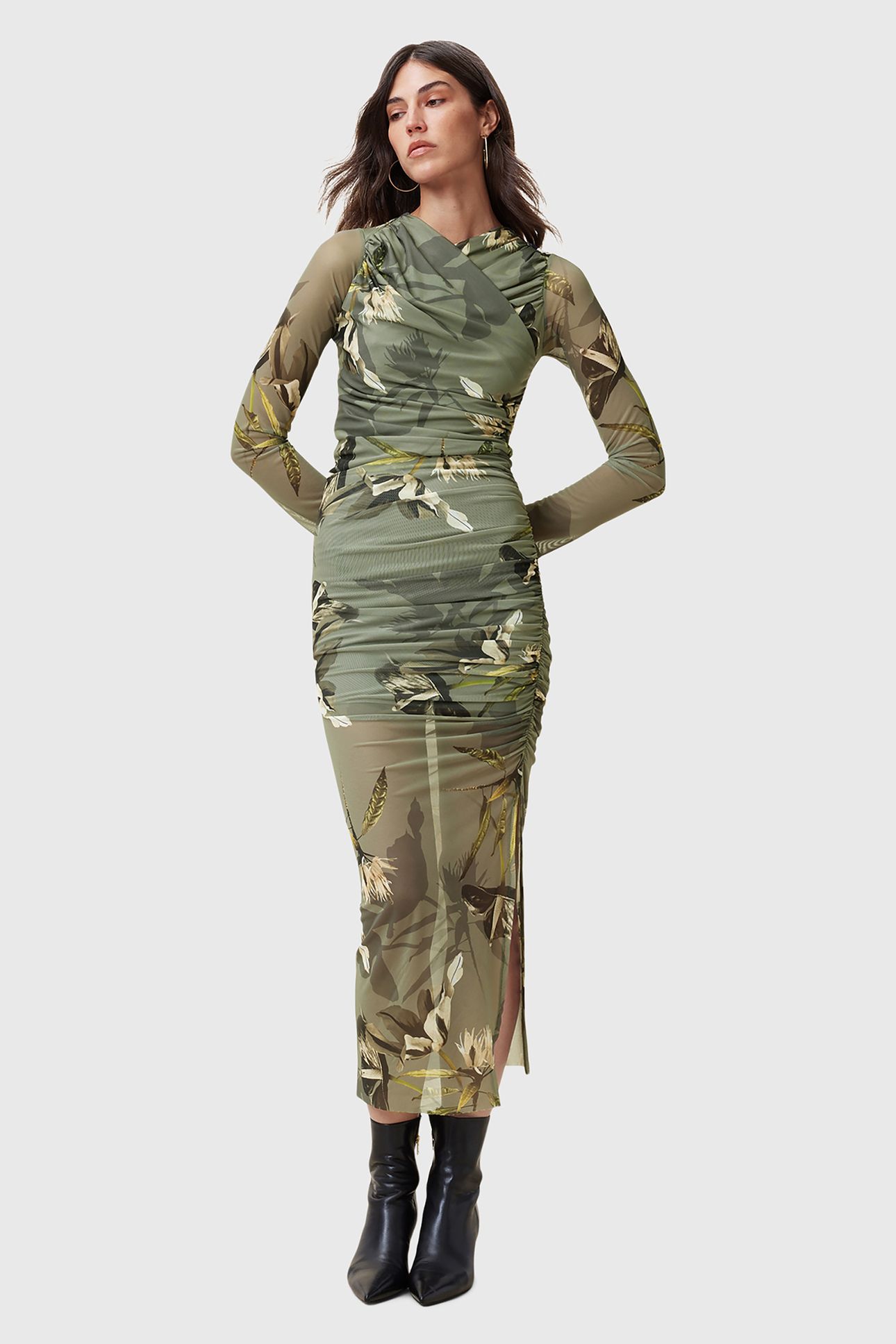 HANAKO MESH DRESS EMERGE OLIVE GREEN 1