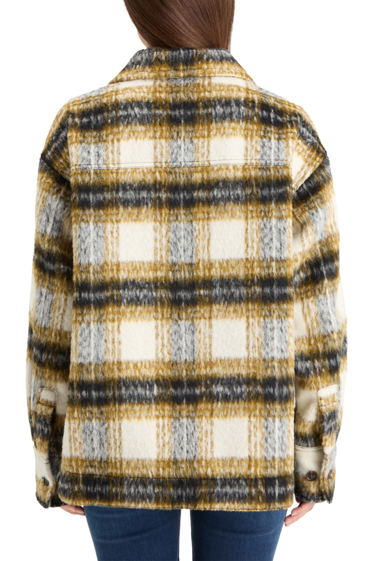 BRUSHED CHECK WOOL MIX SHIRT JACKET OLIVE CHECK 2