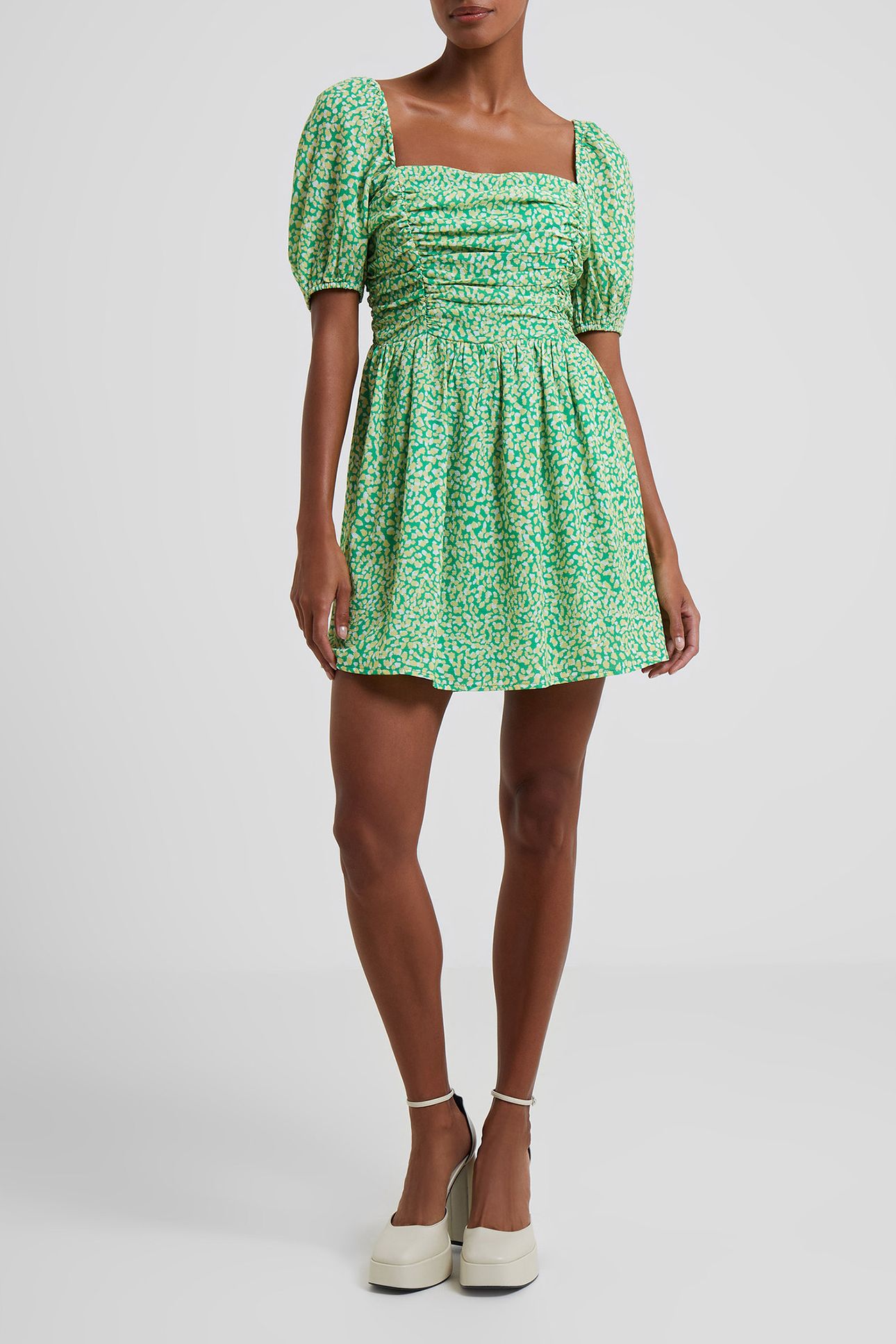 CADIE VERONA SQ NK UK LEN DRES POISE GREEN 2
