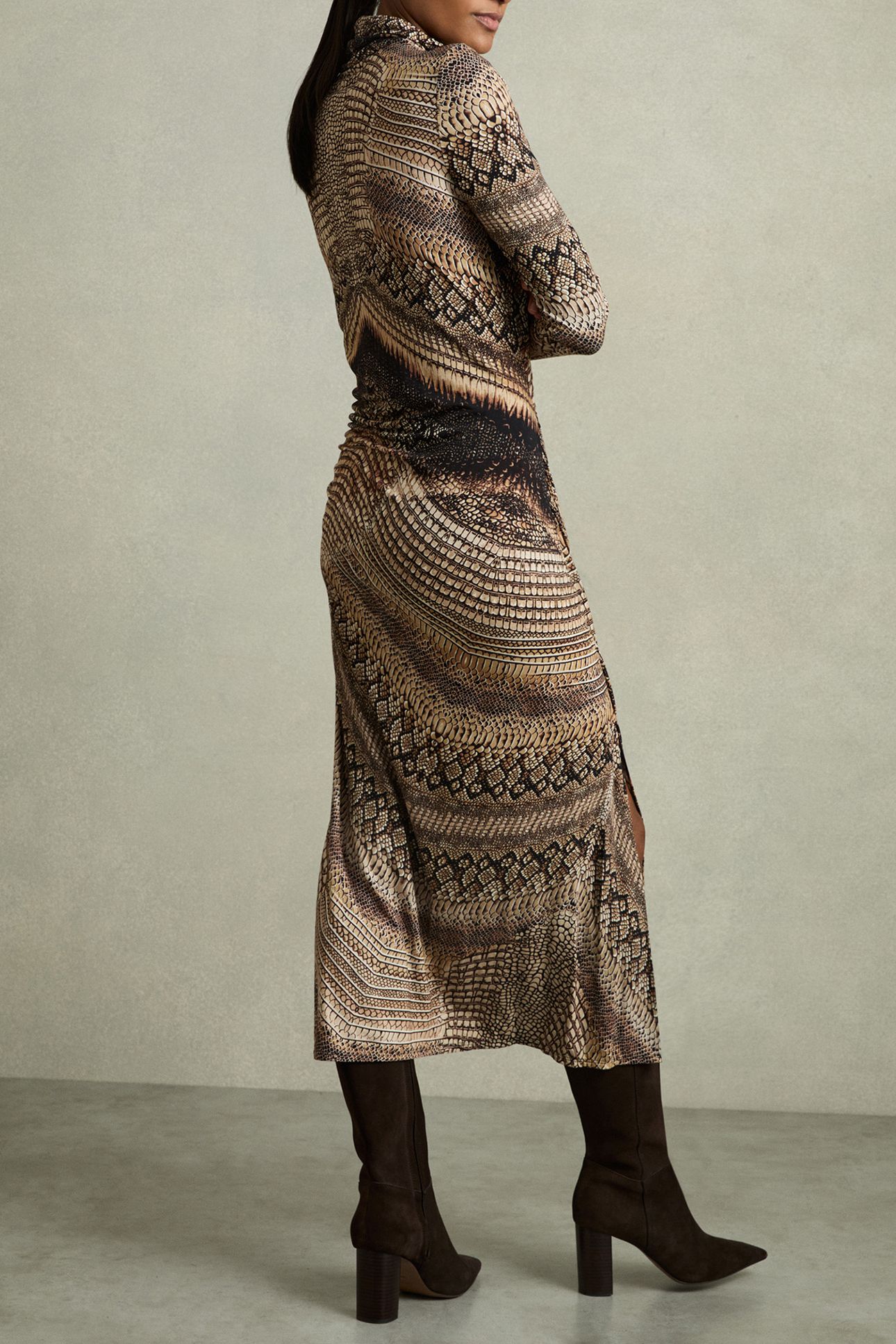 NAOMI ITALIAN PRINTED DRESS BROWN 2